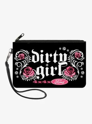 Floral Dirty Girl 4x4 Ford Pink Canvas Zip Clutch Wallet