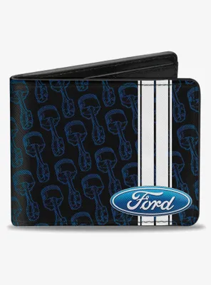 Ford Oval Stripe Piston Repeat Bifold Wallet