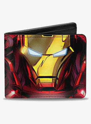 Marvel Iron Man Face Chest Arc Reactor Close Up Bifold Wallet