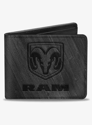 Ram Logo Wood Grain Bifold Wallet
