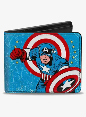 Marvel Captain America Action Pose Captain America Weathered Bifold Wallet