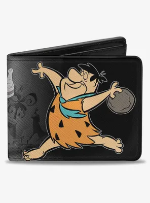 The Flintstones FBowling Pose Bedrock Bowl Bowling Pins Bifold Wallet