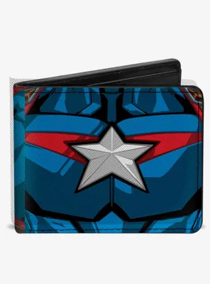 Marvel Captain America Character Close Up Chest and Back Bifold Wallet