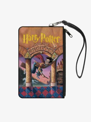 Harry Potter and The Sorcerers Stone Book Cover Drawing Canvas Zip Clutch Wallet