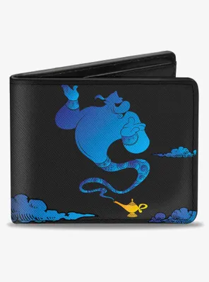 Disney Aladdin Genie Lamp Silhouette Pose Clouds Bifold Wallet