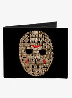 Friday The 13th Jason Mask Quotes Collage Logo Canvas Bifold Wallet