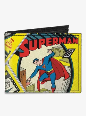 DC Comics Classic Superman 1 Flying Cover Pose Canvas Bifold Wallet