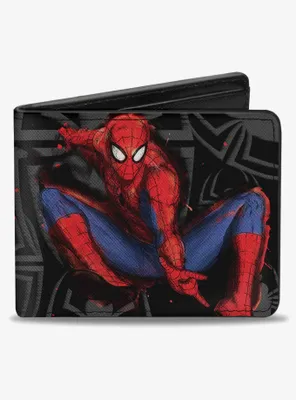 Marvel Spider-Man Jumping Pose Sketch Spiders Bifold Wallet