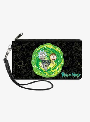 Rick and Morty Portal Gun Collage Canvas Zip Clutch Wallet