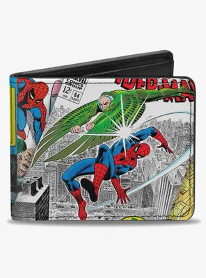Marvel Spider-Man Vulture Battle Gargoyle Pose Comic Book Covers Bifold Wallet