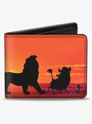 Disney The Lion King Hakuna Matata Simba Pumbaa Timon Sunset Silhouette Bifold Wallet