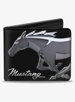 Mustang Chrome Pony Mustang Script Bifold Wallet