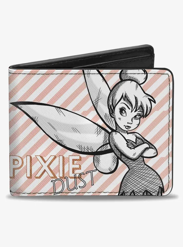 Disney Tinker Bell Sassy Pose2 Pixie Dust Stripes Pink Bifold Wallet