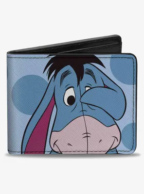 Disney Winnie The Pooh Eeyore Character Close Up Pose and Text Bifold Wallet