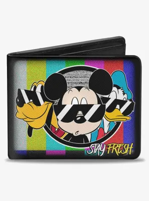 Disney Pluto Mickey Mouse Donald Duck Stay Fresh Group Bifold Wallet