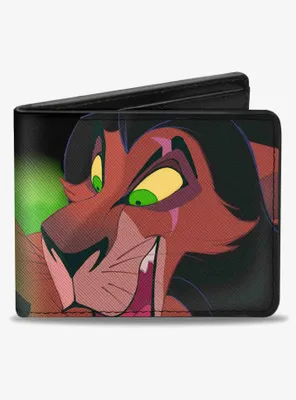 Disney The Lion King Scar Face Close Up 3 Hyenas Pose Bifold Wallet