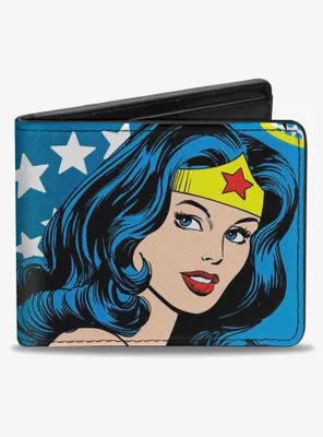 DC Comics Wonder Woman Stars Face Halftone Bifold Wallet