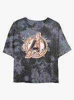 Marvel Avengers Floral Logo Tie-Dye Girls Crop T-Shirt