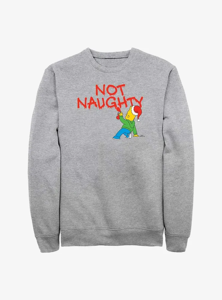 The Simpsons Holiday Bart Not Naughty Sweatshirt