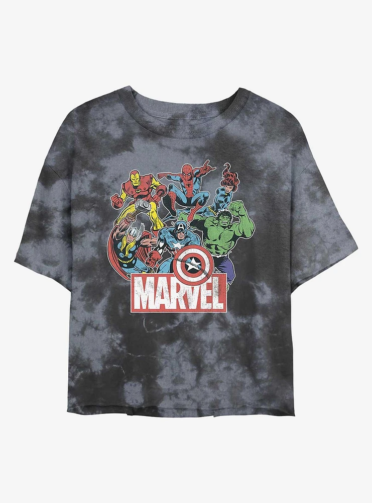Marvel Avengers Heroes of Today Tie Dye Crop Girls T-Shirt