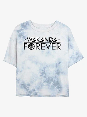 Marvel Black Panther Wakanda Forever Logo Tie-Dye Girls Crop T-Shirt