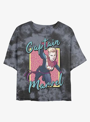 Marvel Captain 90's Tie-Dye Girls Crop T-Shirt
