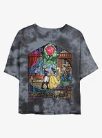 Disney Beauty and the Beast Glass Tie-Dye Girls Crop T-Shirt