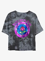 Disney Beauty and the Beast Glass Rose Tie-Dye Girls Crop T-Shirt