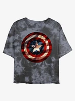 Marvel Captain America Flag Shield Tie-Dye Girls Crop T-Shirt