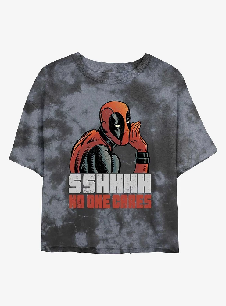 Marvel Deadpool No One Cares Tie-Dye Girls Crop T-Shirt