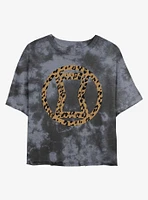 Marvel Black Widow Leopard Fill Logo Tie-Dye Girls Crop T-Shirt