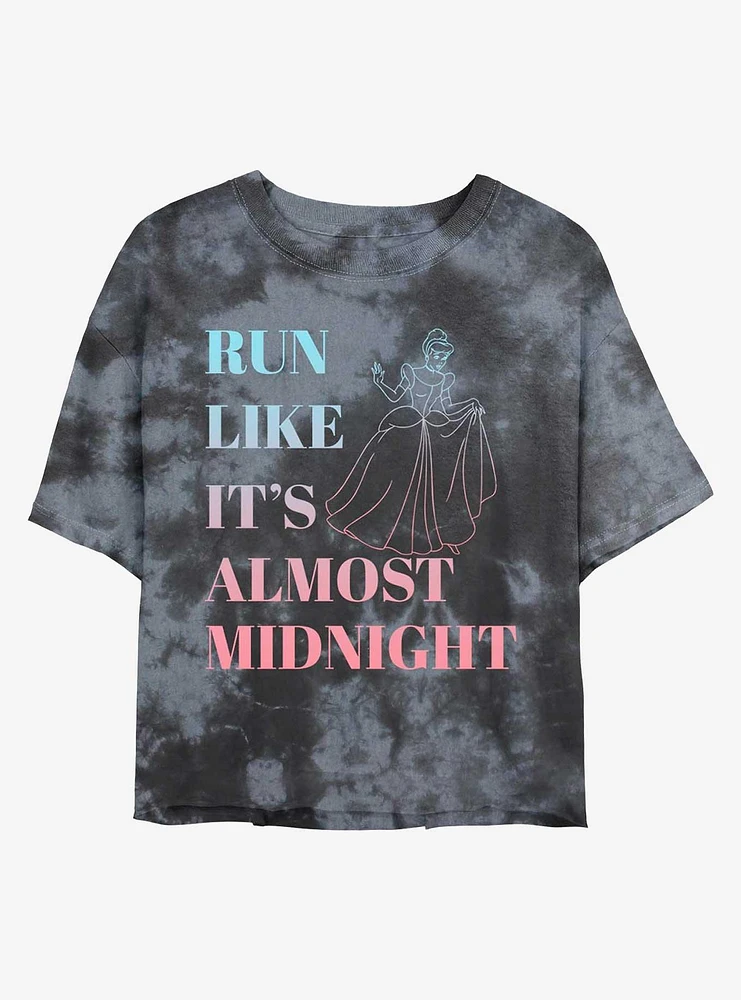 Disney Cinderella Run Like It's Almost Midnight Tie-Dye Girls Crop T-Shirt