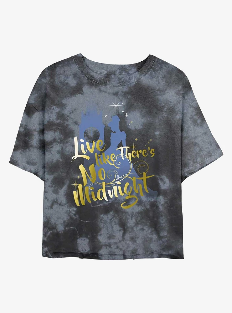 Disney Cinderella No Midnight Tie-Dye Girls Crop T-Shirt