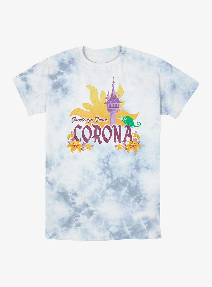 Disney Princesses Tangled Greetings From Corona Tie-Dye T-Shirt