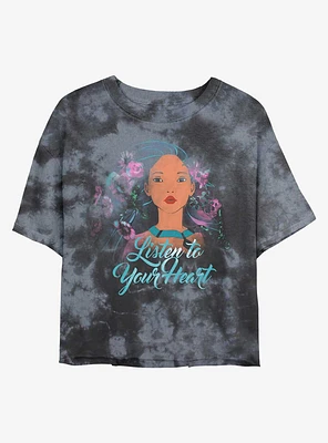 Disney Princesses Pocahontas Listen To Your Heart Tie-Dye Girls Crop T-Shirt