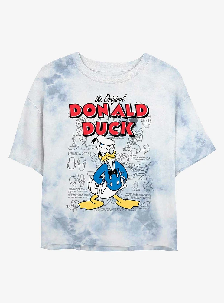 Disney Donald Duck Original Sketch Tie-Dye Girls Crop T-Shirt