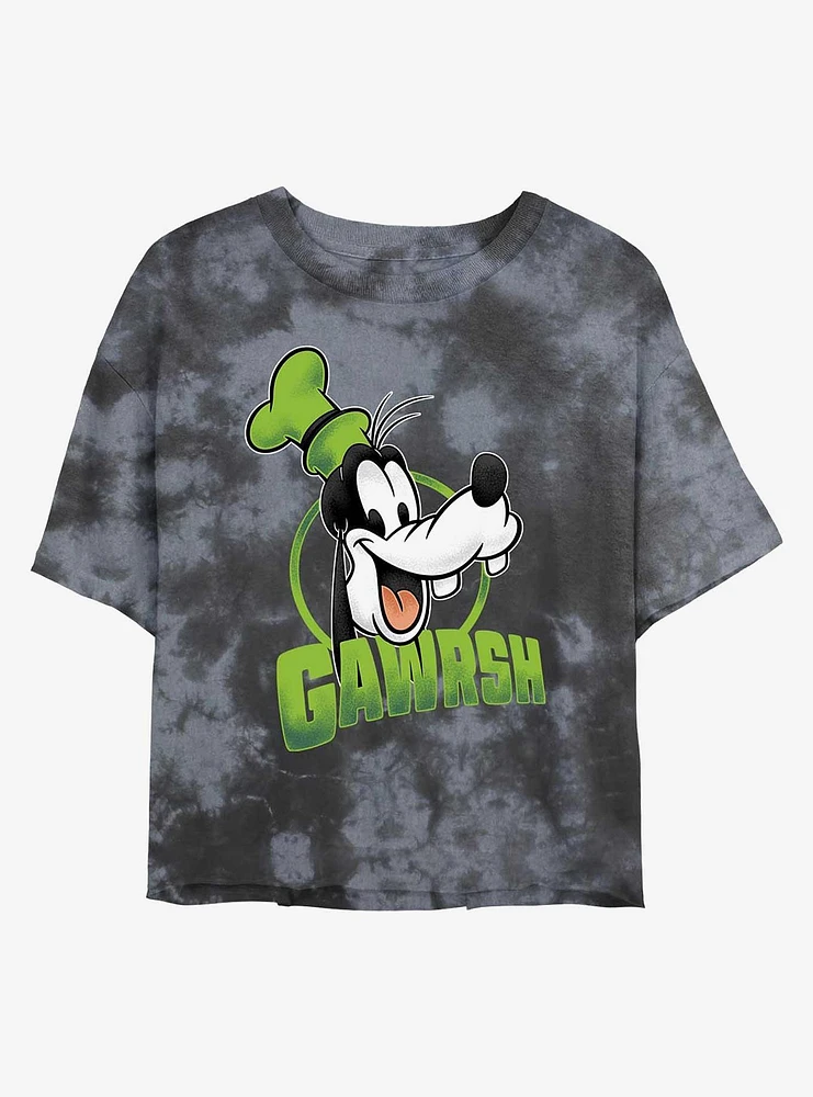 Disney Goofy Gawrsh Tie-Dye Girls Crop T-Shirt