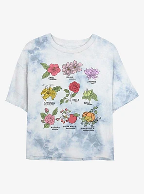 Disney Princess Flowers Tie-Dye Girls Crop T-Shirt