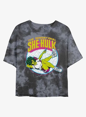 Marvel Hulk Sensational She-Hulk Tie Dye Crop Girls T-Shirt