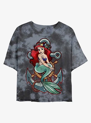 Disney The Little Mermaid Anchor Beauty Tie-Dye Girls Crop T-Shirt