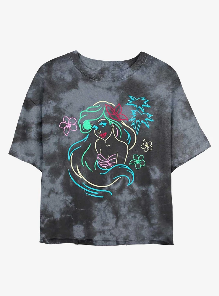 Disney The Little Mermaid Ariel Lights Tie-Dye Girls Crop T-Shirt