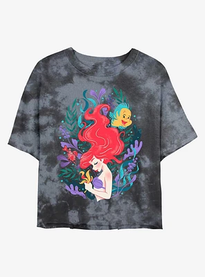 Disney The Little Mermaid Coral Reef Ariel Tie-Dye Girls Crop T-Shirt