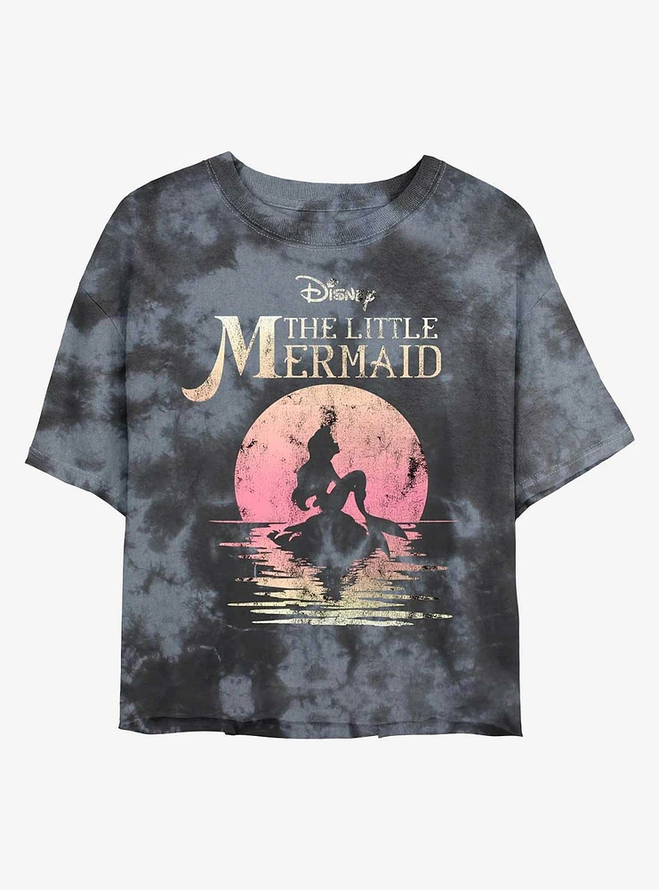 Disney The Little Mermaid Moon Gaze Tie-Dye Girls Crop T-Shirt