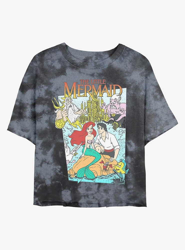 Disney The Little Mermaid Movie Cover Tie-Dye Girls Crop T-Shirt