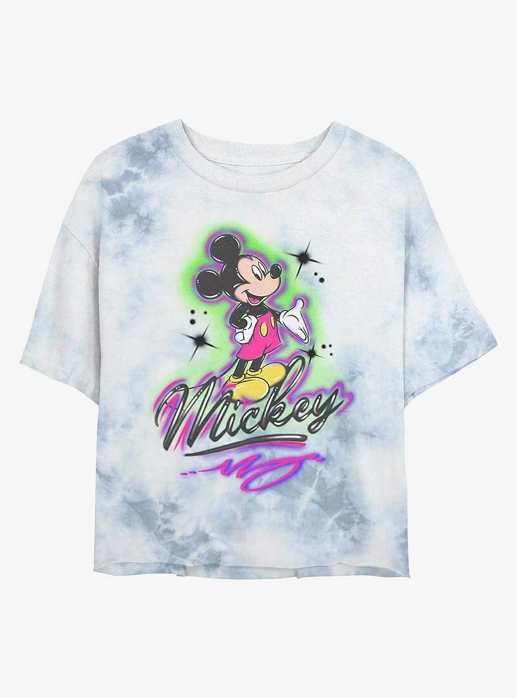 Disney Mickey Mouse Airbrush Tie-Dye Girls Crop T-Shirt