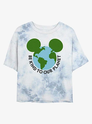 Disney Mickey Mouse Be Kind To Our Planet Tie-Dye Girls Crop T-Shirt