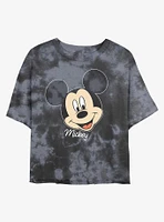 Disney Mickey Mouse Big Face Tie-Dye Girls Crop T-Shirt