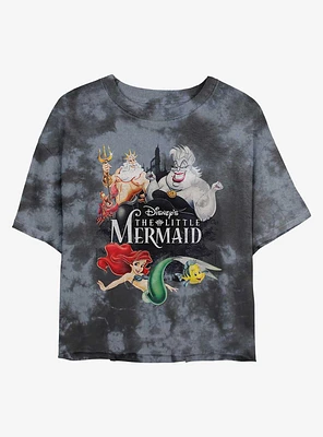 Disney The Little Mermaid Watercolor Poster Tie Dye Crop Girls T-Shirt