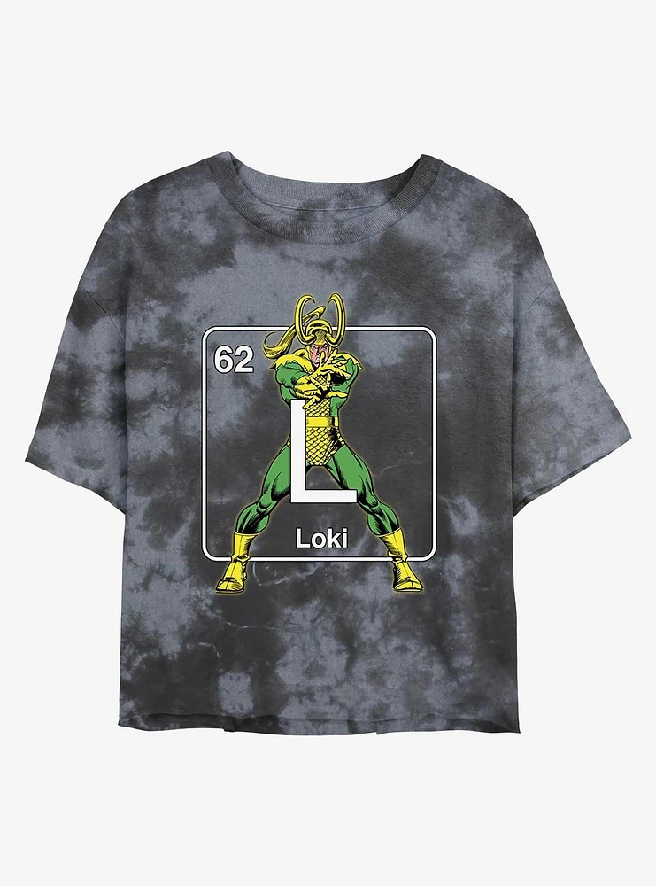 Marvel Loki Periodic Tie-Dye Girls Crop T-Shirt