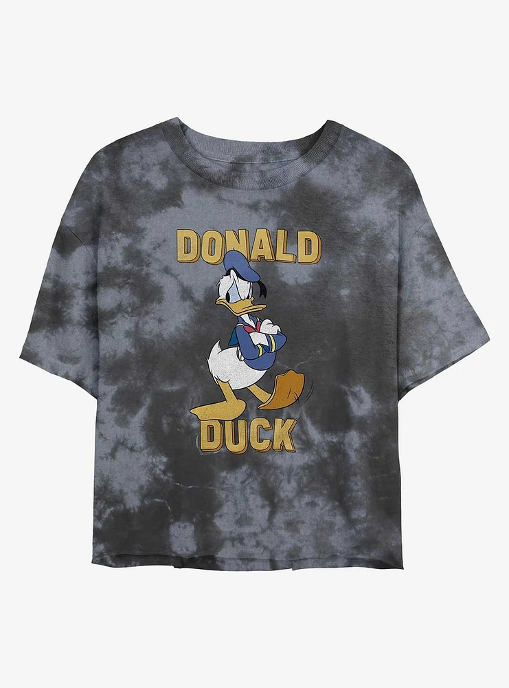 Disney Donald Duck Arms Crossed Tie-Dye Girls Crop T-Shirt